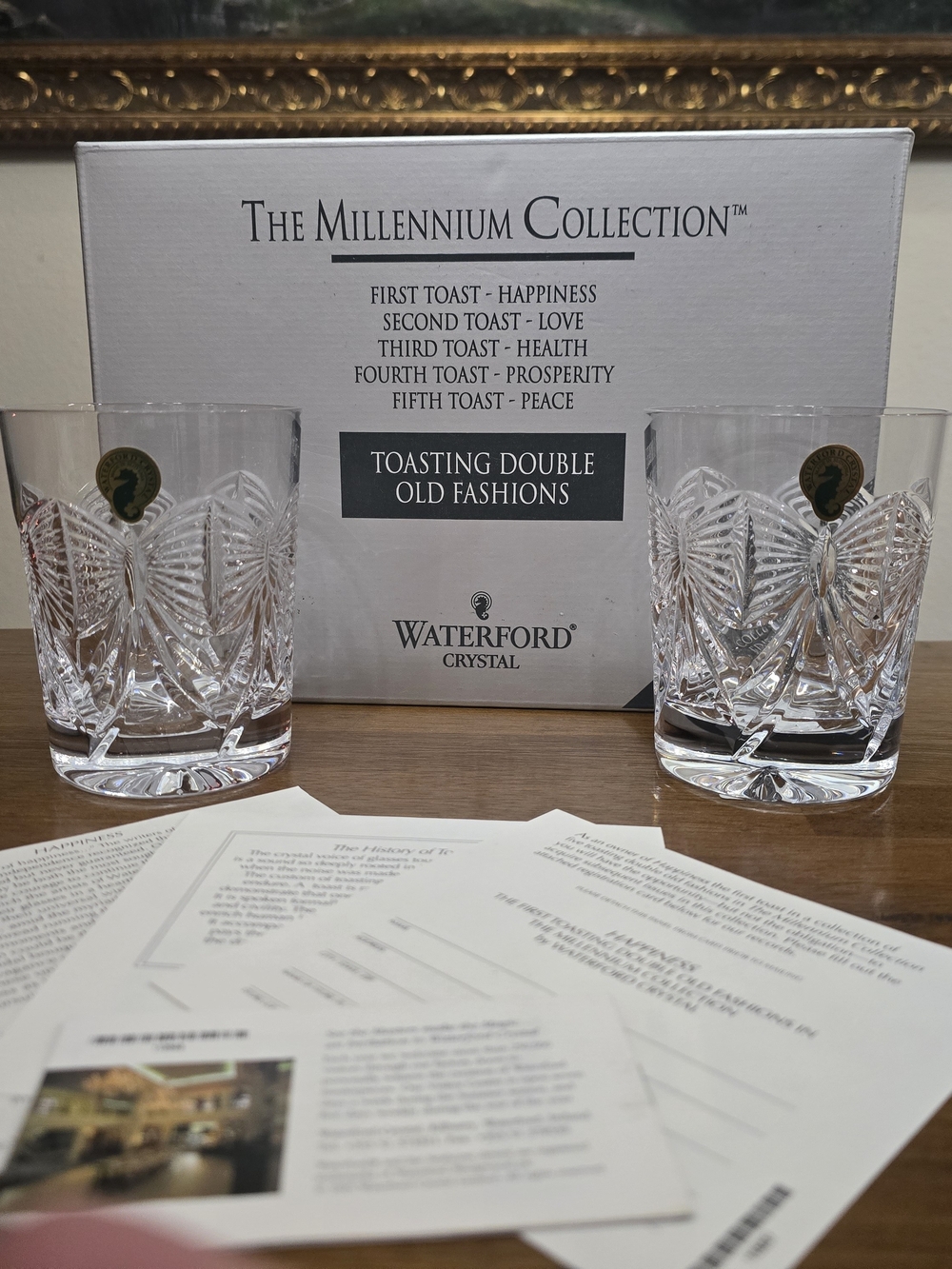 NIB Set of 2 Waterford Crystal Millennium Collection Happiness DOF Toasting Pair